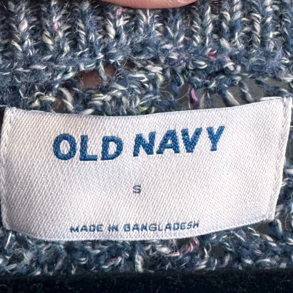 Old Navy V-Neck Pointelle Sweater Women S‎ Spacedye Chevron Open Knit Minimalist - Picture 3 of 9